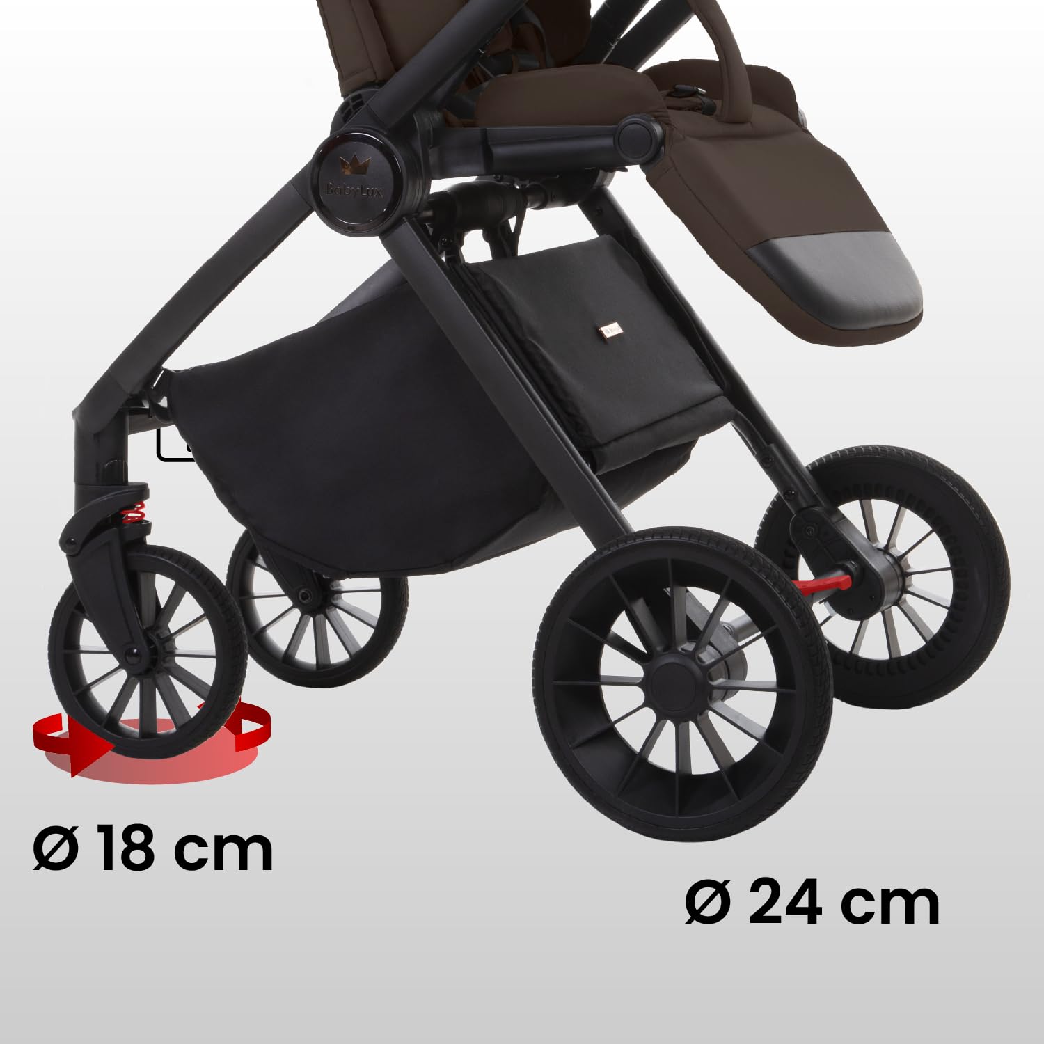 Babylux Passeggino Leggero da Viaggio SCALE, Funzione Reclinabile, Brownie | Passeggino Pieghevole, Manubrio Telescopico, Ripiegabile In Modo Compatto, Borsa Per Pannolini E Viaggio E Altri Accessori