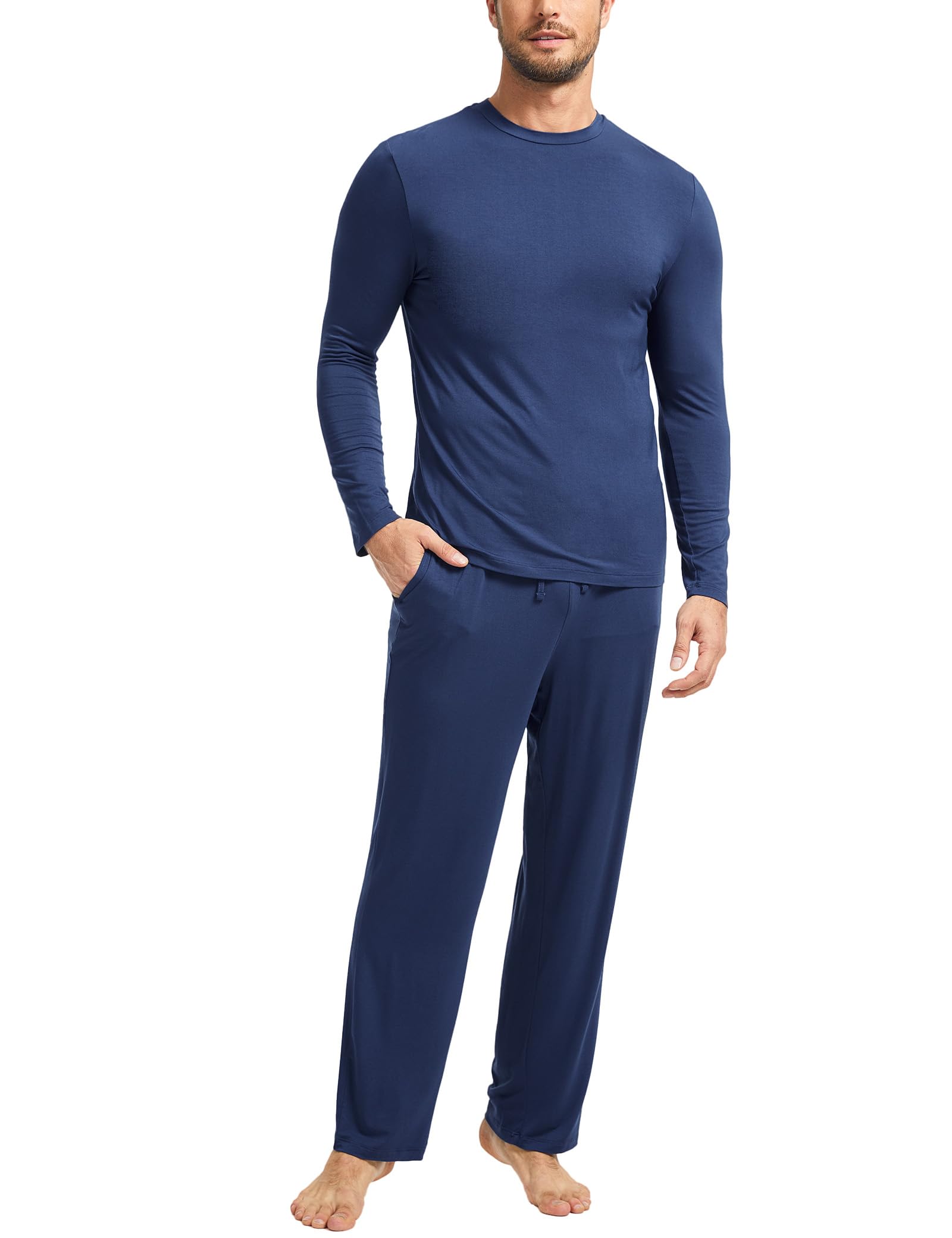 GYS Bamboo Viscose Men's Pajama Sets, Comfy Long Sleeve Sleepwear