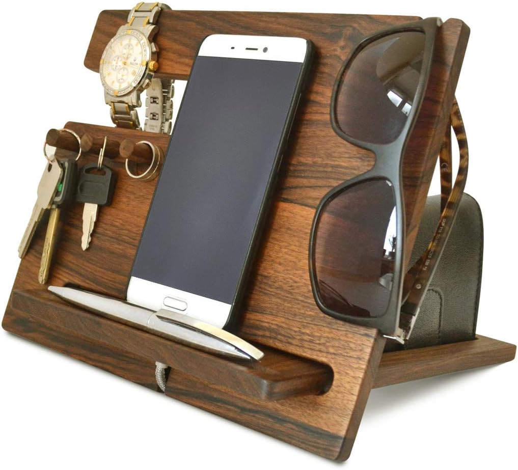 Amazon.com: Natural Walnut Wood Phone Docking Station Desk Organizer