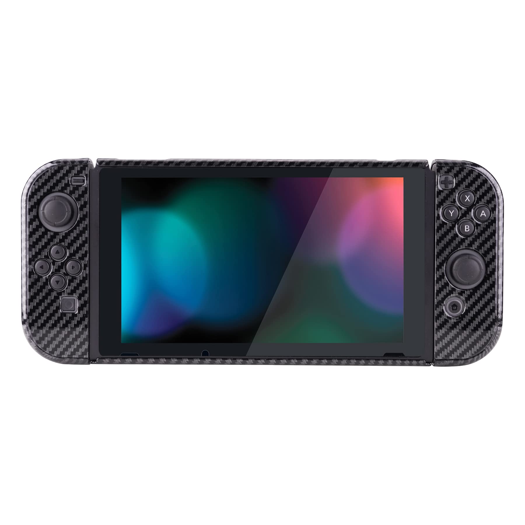 eXtremeRate PlayVital Custodia Protettiva per Nintendo Switch Joycon Console Cover Copertura Rigida Case Separabile per NS Switch Controller Console(Fibra di Carbonio Grafite)