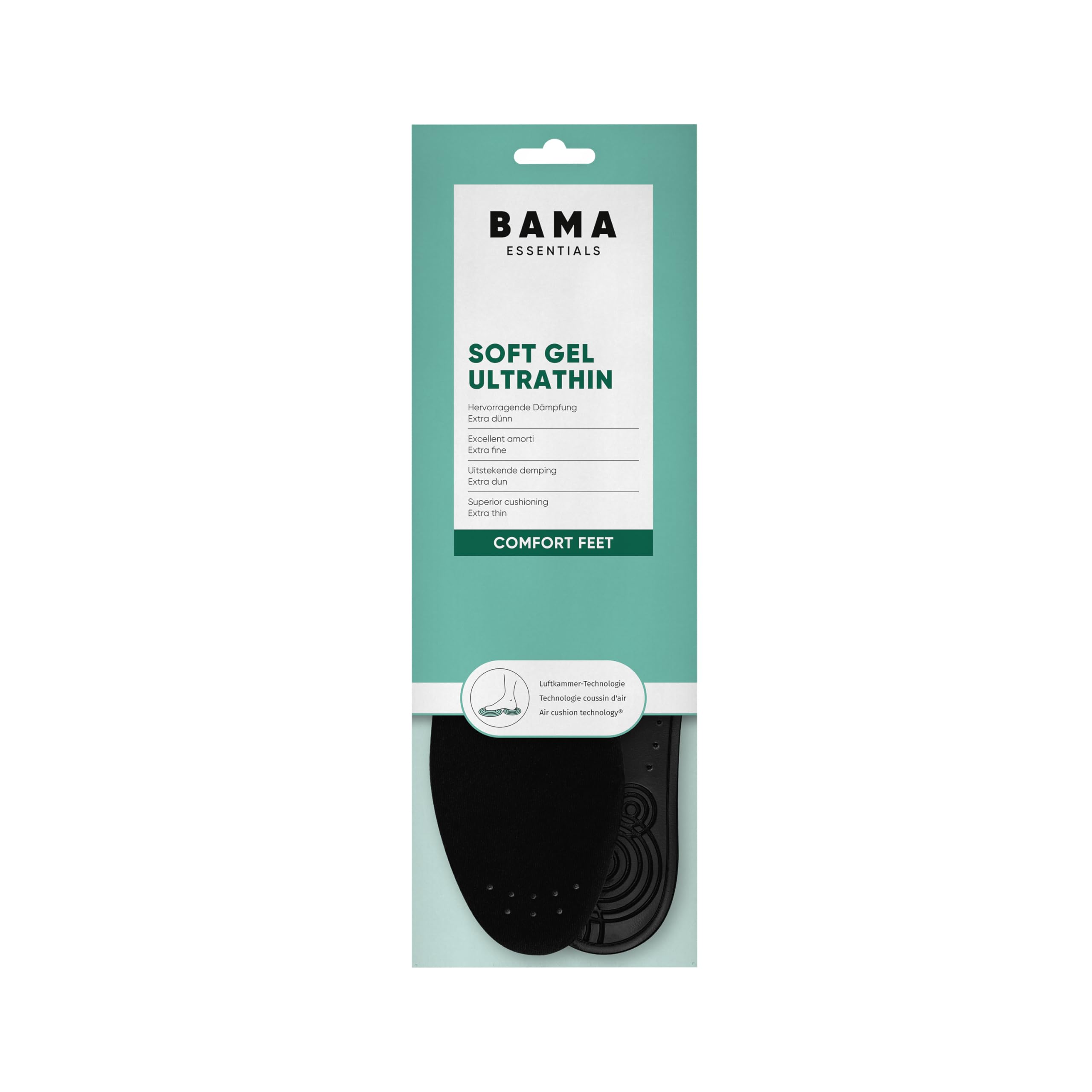 Bama Soft Gel Ultrathin Shoe Insoles - Amortyzujące Żelowe Cienkie Wkładki z Powłoką Micro Velor dla Dorosłych 1 Para - 41/42 EUR