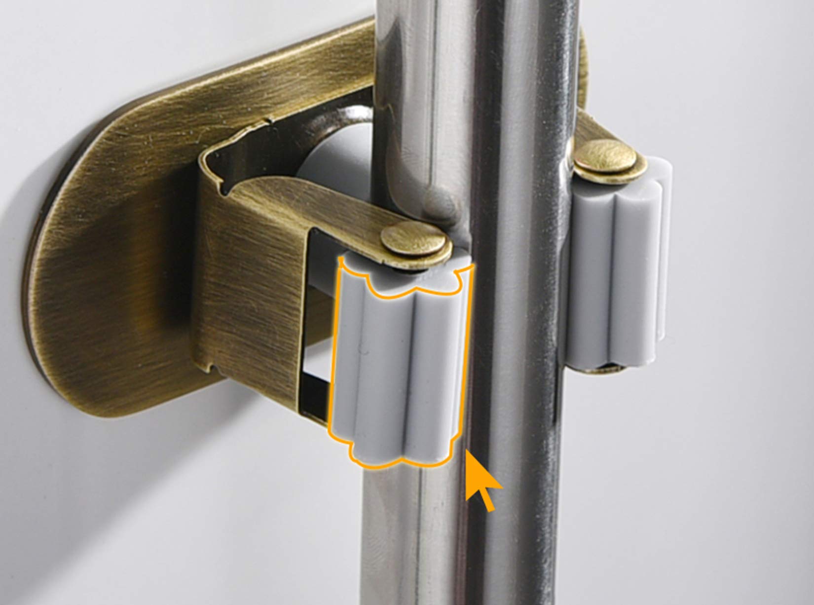 XMZFQ - Supporto da Parete per Scopa e mocio, in Ottone, Resistente, con 3 Ganci e 4 Ganci, per Cucina, Bagno, Armadio, Garage, Ufficio, Lavanderia