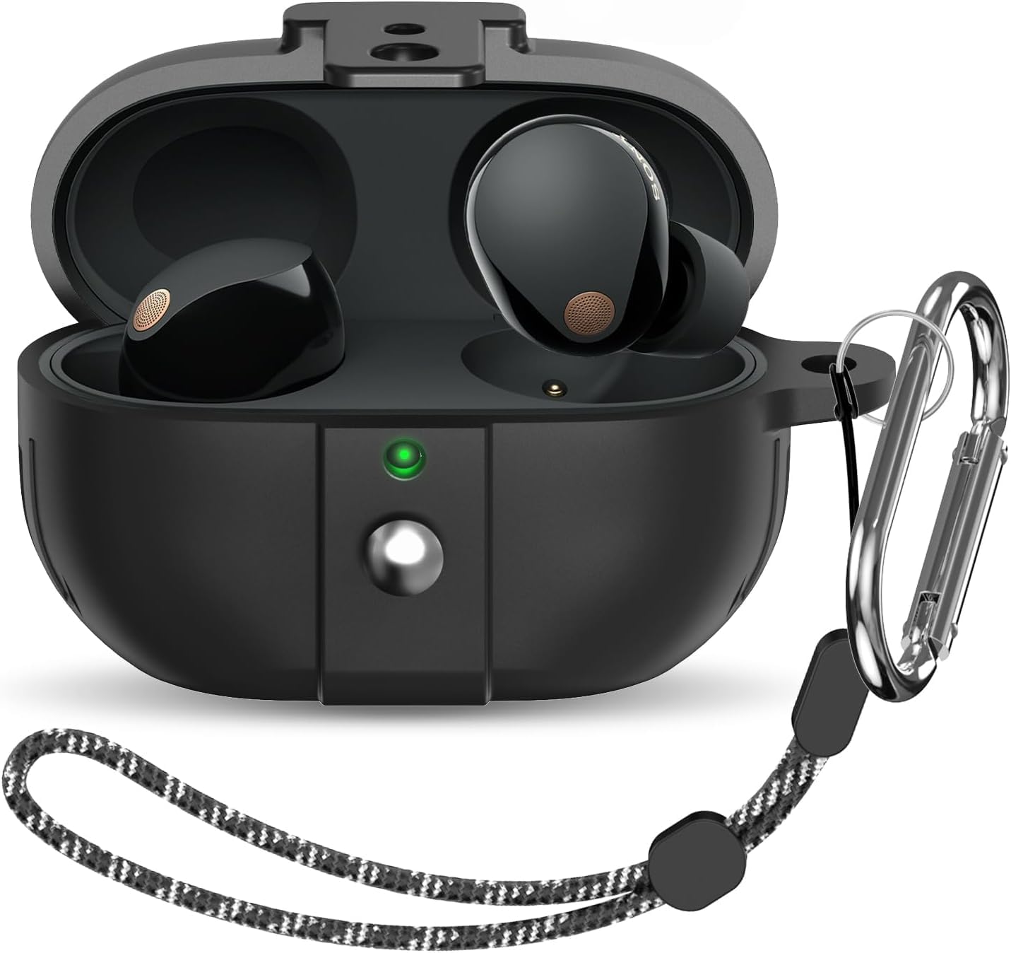 Sponsored Ad - Zitel® Case Compatible with Sony WF-1000XM5 Earbuds Silicone Cover with Carabiner & Lanyard - Black