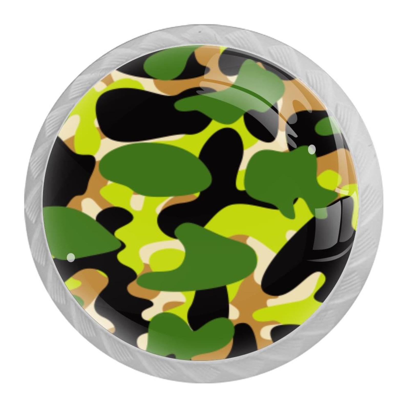 Tqmspg 4 Pieces Drawer Pulls Camouflage Pattern Door Knobs Dresser Handles for Kitchen Wardrobe Cupboard Hardware Furniture
