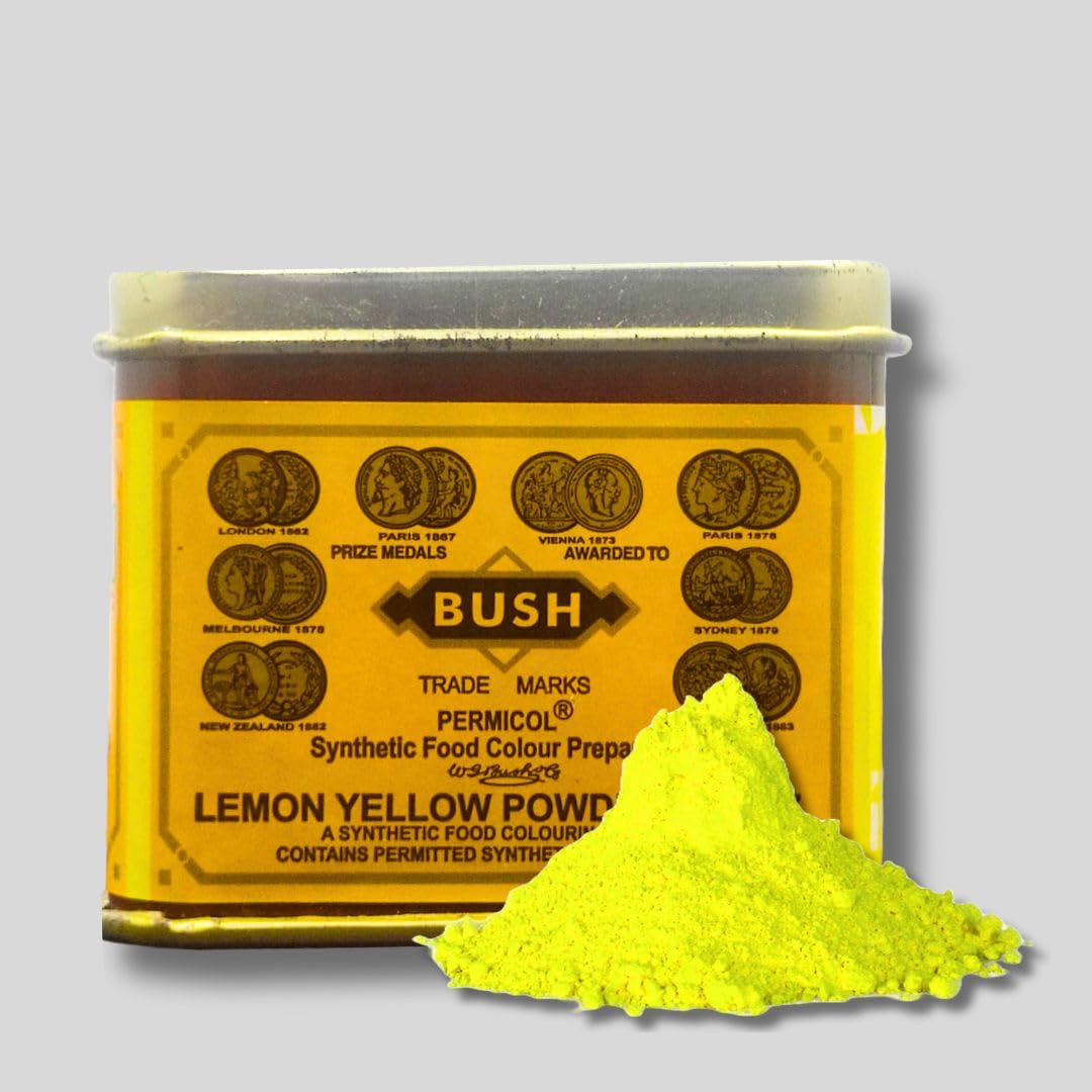 BUSH Lemon Yellow Powder IH6597 Synthetic Food Colour Preparation Powder-Edible Food Flavouring Color for Cake Décor, Fondant, Cake Icing, Baking - LEMON YELLOW, Pack of 1, 100 gm (B0CW1BM5VB) Amazon Price History, Amazon Price Tracker