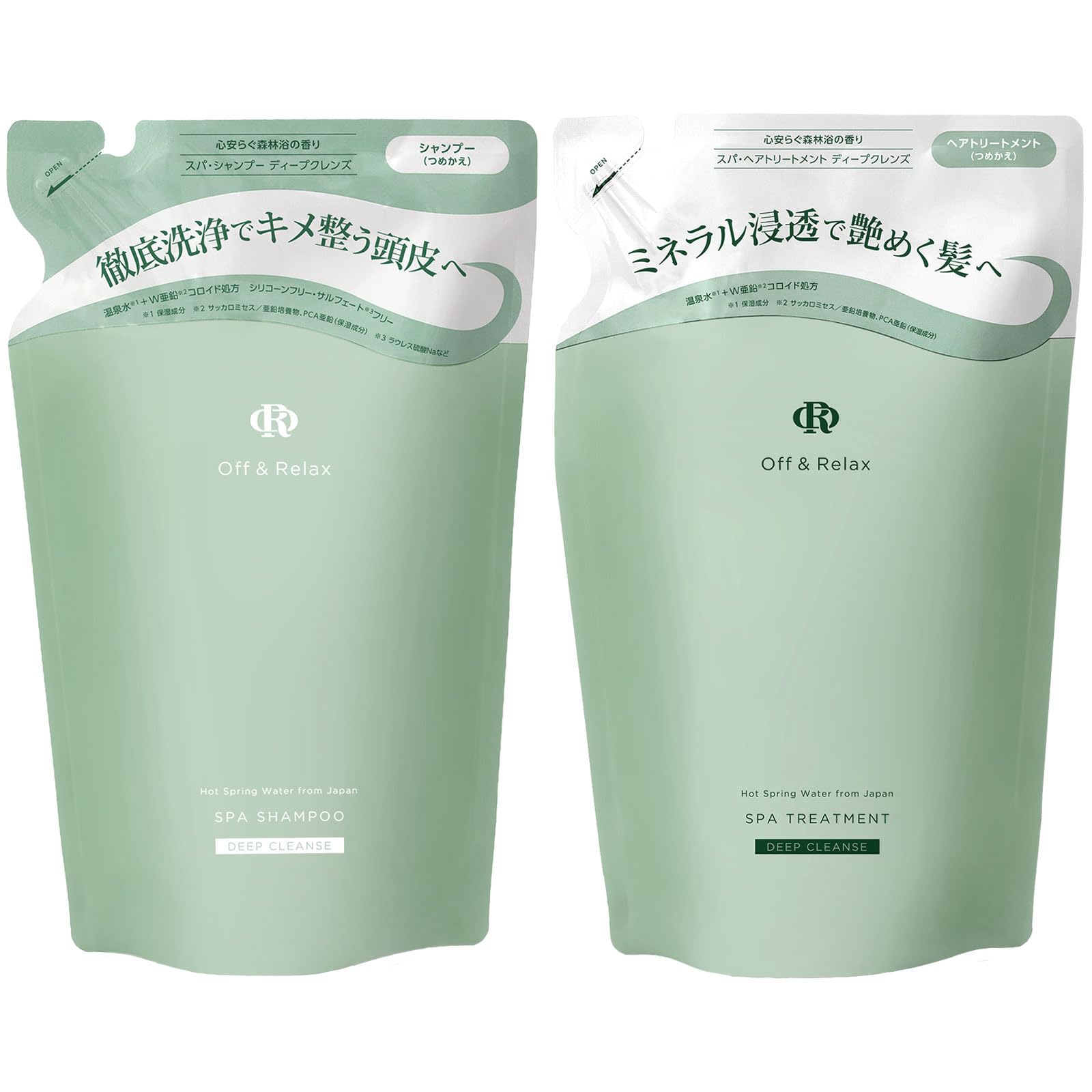Off&Relax OR スパ・シャンプー トリートメントセット ディープクレンズ 詰め替え用 各400ml 心安らぐ森林浴の香り ディープクレンズつめかえセット