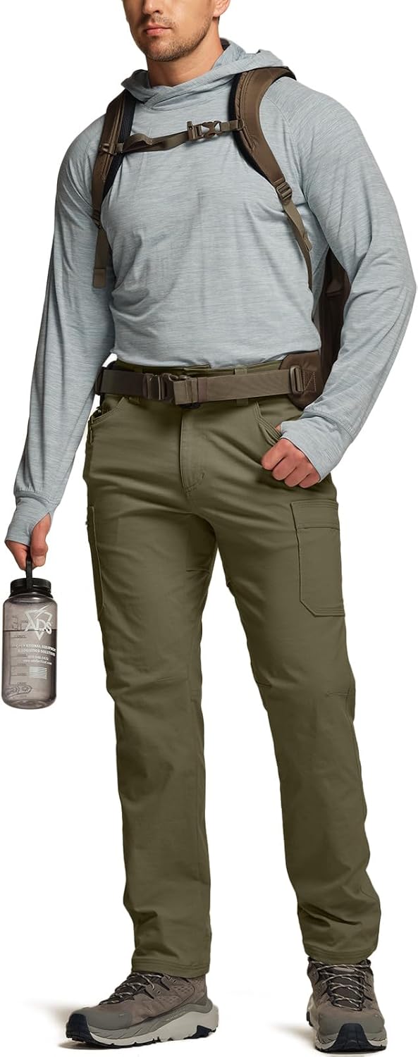 CQR Men's Active Flex Tactical Pants, Water Resistant Lightweight Stretch Cargo Work Hiking Pants - Image 4