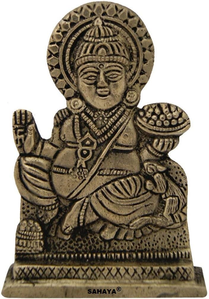 SAHAYA Lord Kuber Idol Brass/Panchdhatu (L- 4 cms, B- 1 cms, H-5.5 cms) Antique Gold Finish(Thin)
