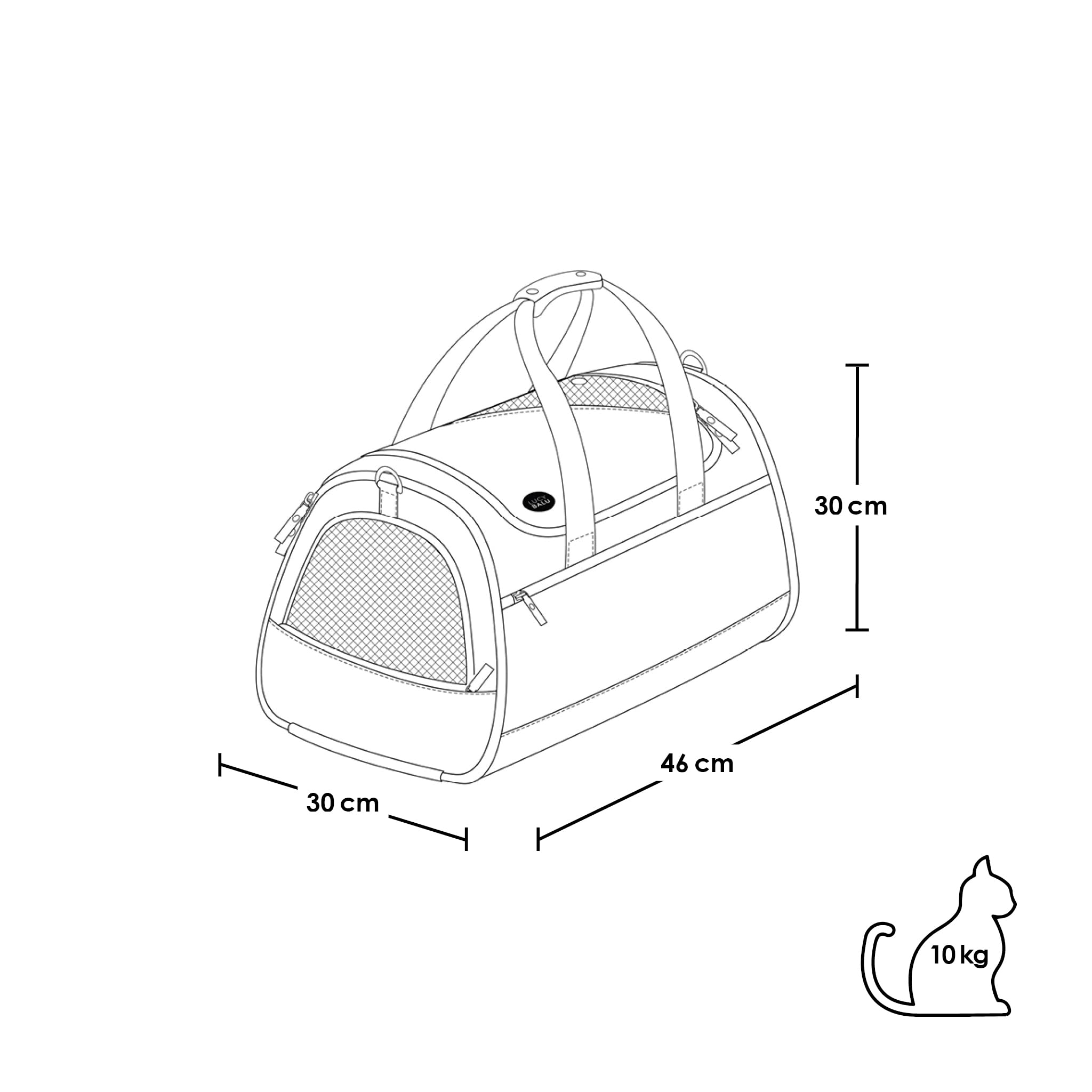 LucyBalu® Check-IN Katzentransporttasche flugtauglich I Tragetasche aus recyceltem Material I Netzfenster & Sicherheitshaken I waschbares Inlay I Sand