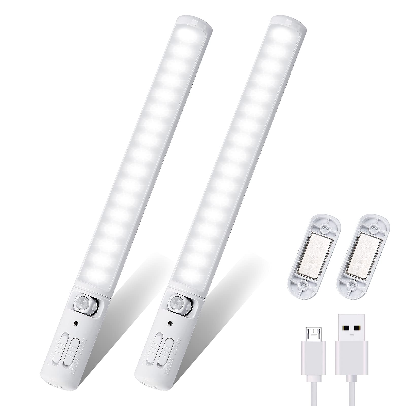 Under Cabinet Lights,Wireless Led Closet Light Rechargeable Motion Sensor Light 42 LED Bulbs Magnetic Stick-on Night Light Bar for Stairway, Wardrobe, Kitchen, Hallway 2 Pack