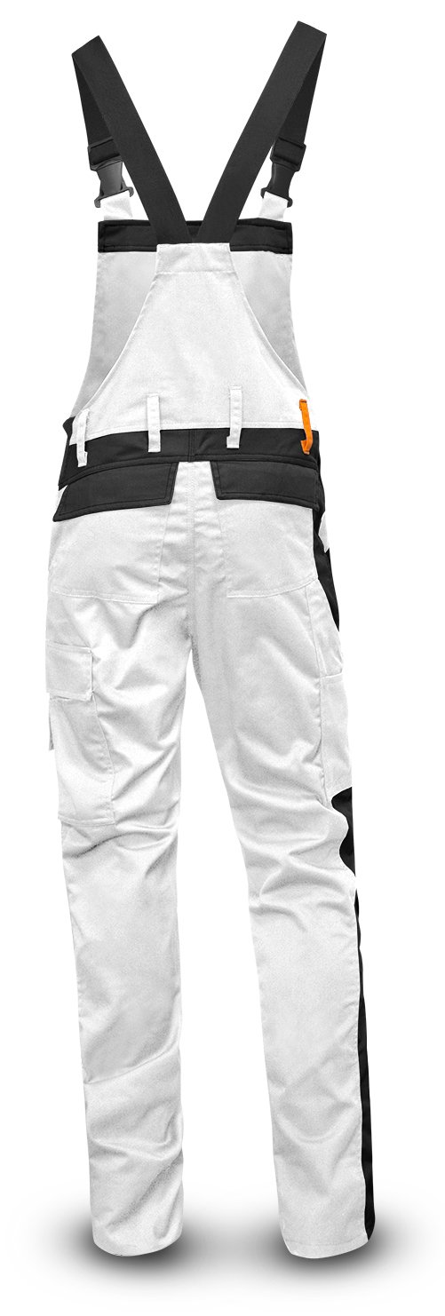 strongAnt® - Salopette da Pittore Berlin Salopette combinati 100% Cotone - Tasche per Ginocchiere - Made in EU - Bianco