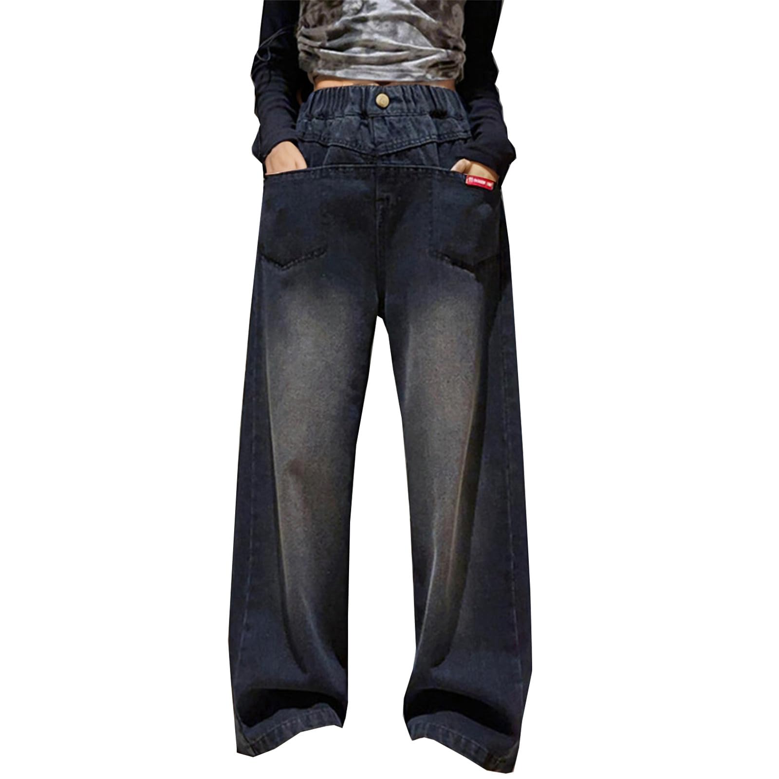 Genérico Pantalon Vaquero Niña - Niñas Otoño E Invierno Más Bolsa De Lana Fregona Pantalones De Pierna Ancha Pantalones Vaqueros Grandes para Niños Pantalones Rectos Sentido del Diseño