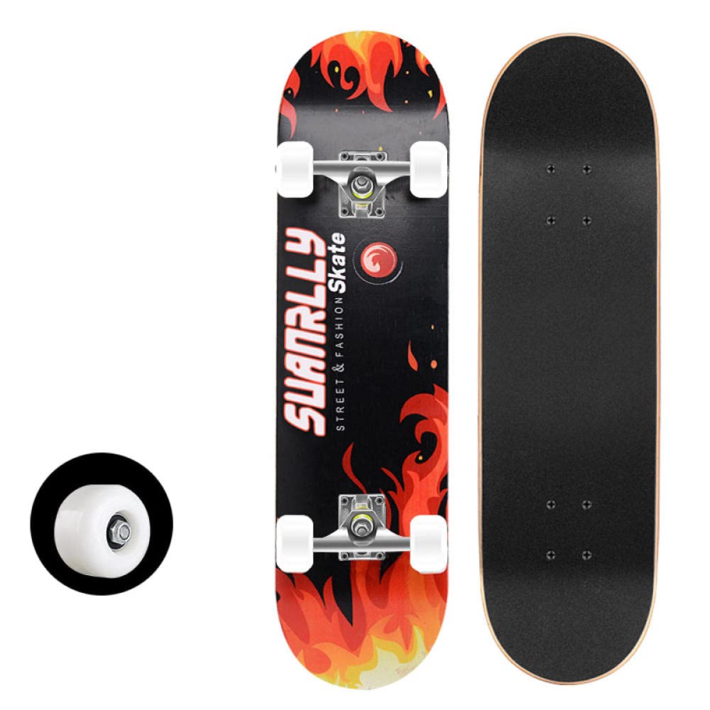 Skate Skateboard 80x20 cm 7 Capas de Madera de Arce con Rodamientos ABEC-7 Skateboard Niña Monopatin Niños Skate Completo Adecuado para Principiantes Adulto Longboard