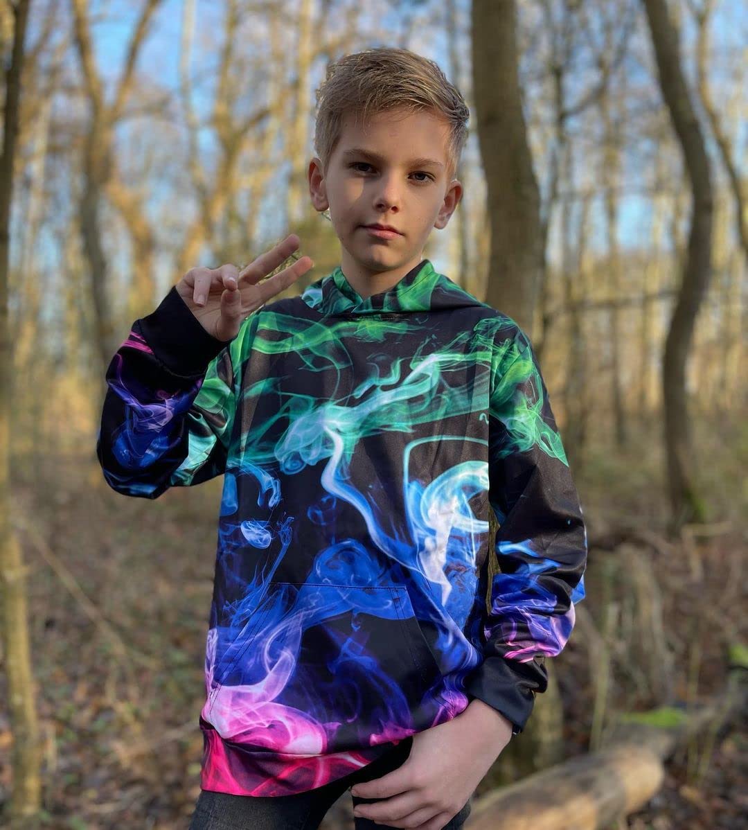 Fanient bluza z grafiką dla dzieci, nastolatków, dziewczynek i chłopców, bluzy z kapturem z nadrukiem 3D, kolorowa grafika ze zwierzęciem, kreskówka, kieszeń, sweter dla dzieci 4–16 lat