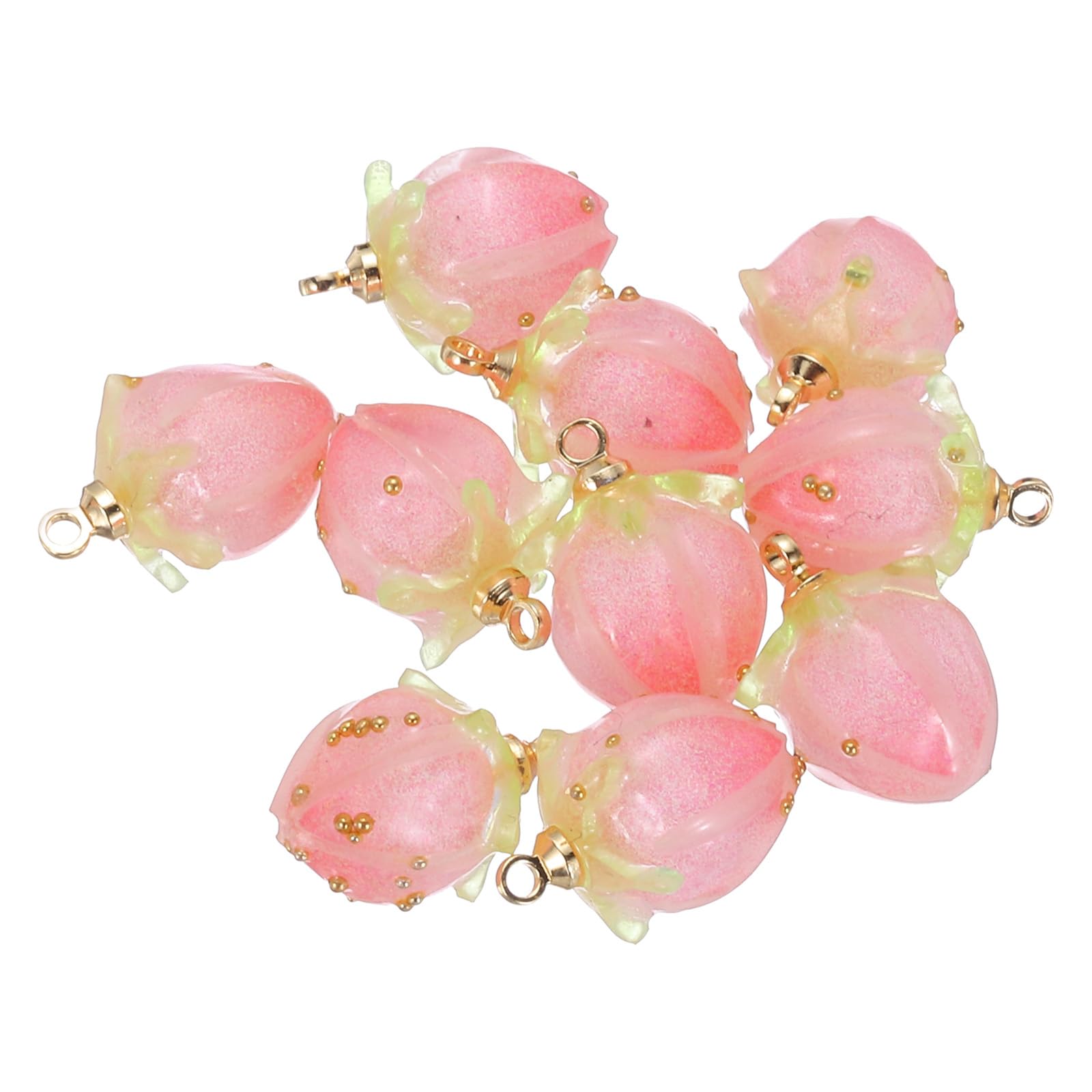 PATIKIL 0.6x0.4 Flower Beads, 10Pcs Acrylic Flower Buds Beads Mini Rose Charm for Bracelets Earrings, Necklaces