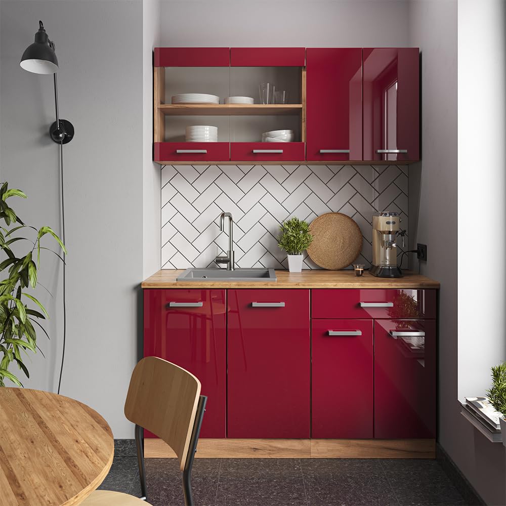 Vicco Frontale cucina R-Line, Rosso lucido, 59.2 x 71.3 cm frontale del mobile per mobile base, adatto per armadi da cucina R-Line per un montaggio semplice