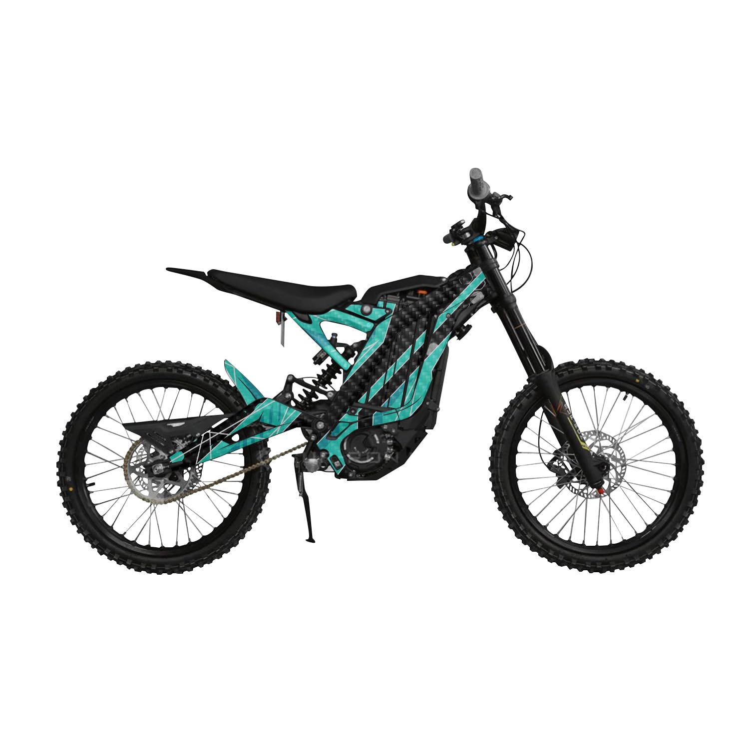 Carbon Fiber Surron Light Bee Graphics Kit Wrap - Racing Chaos Cyan - Sur-Ron Skin - Premium 3M Vinyl Protective Wrap Decal Cover - Easy to Apply | Crafted in The USA by MightySkins
