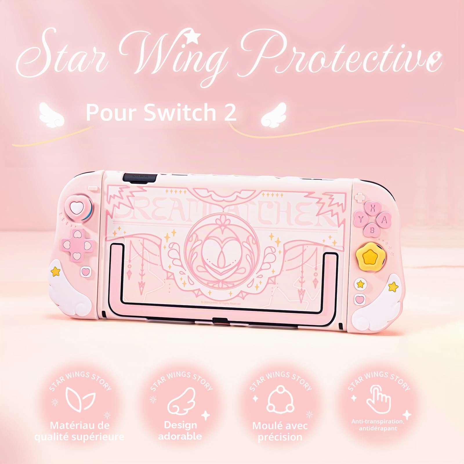 GeekShare Coque de protection en silicone compatible avec Switch 2, résistante aux rayures, coque de protection en silicone souple séparable, pour joystick avec 2 capuchons de préhension pour pouce
