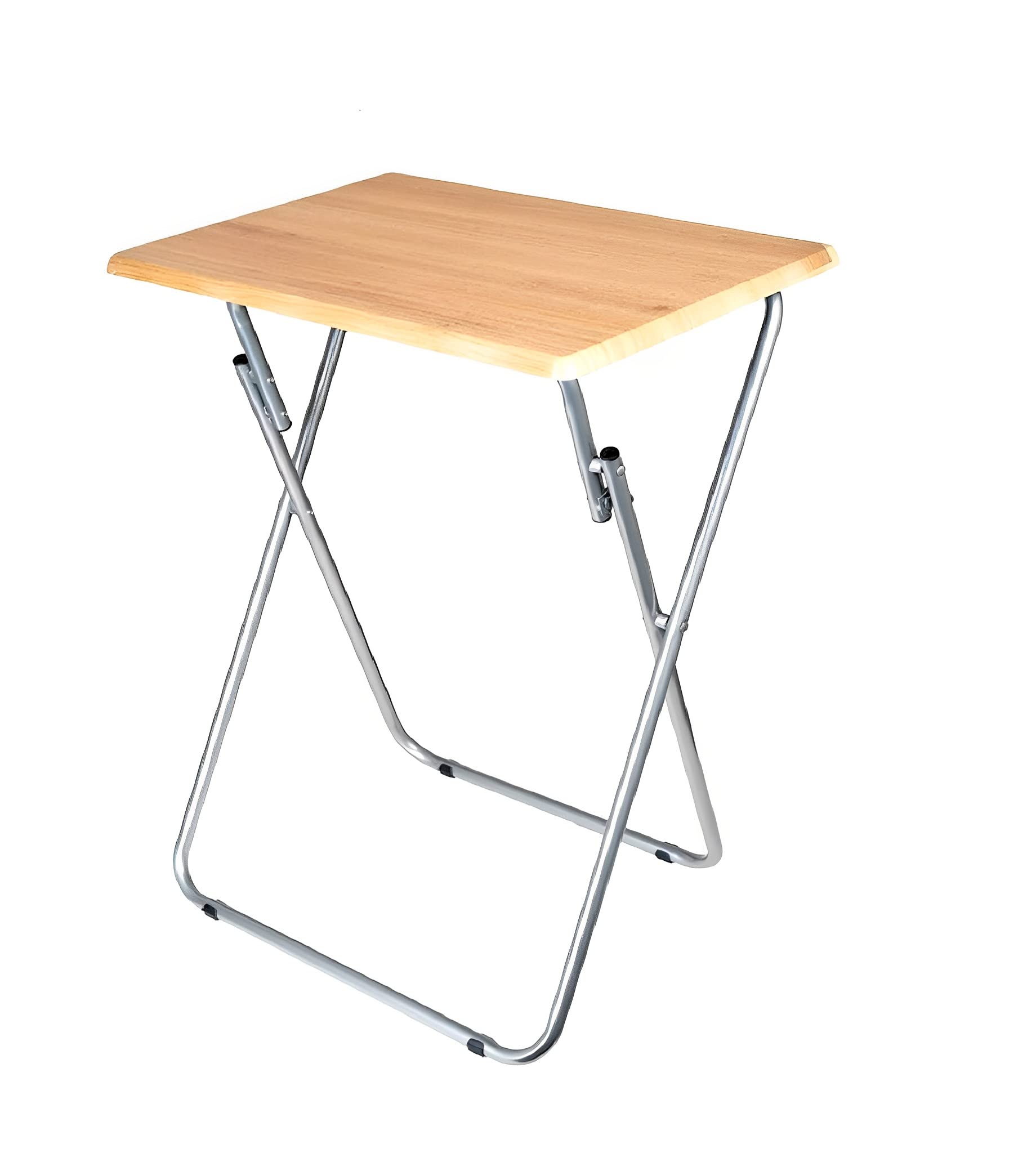 Unibos Aggloz | Metal Legs Folding Side Coffee Table | Laptop Table, Snack, Tv Dinner, Bedside Table | Natural | 66x 48cm