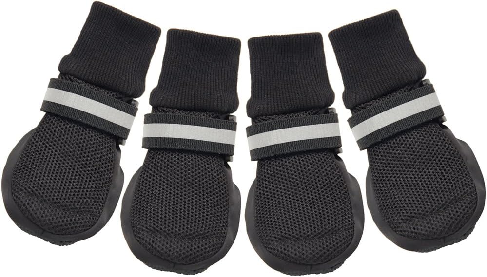 Ulandago Breathable Mesh Dog Boots Nylon Nonslip Rubber Sole Paw Protector For Small to Large Dog