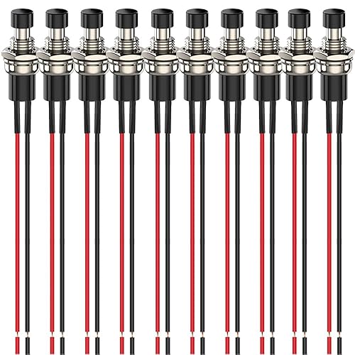 Gebildet 24pcs 0.276 in Mini botón momentáneo 3V-6V-12V-24V-230V1A, SPST Nomal Open ONOff 2 Pin botón plano redondo para modelo ferroviario Hobby