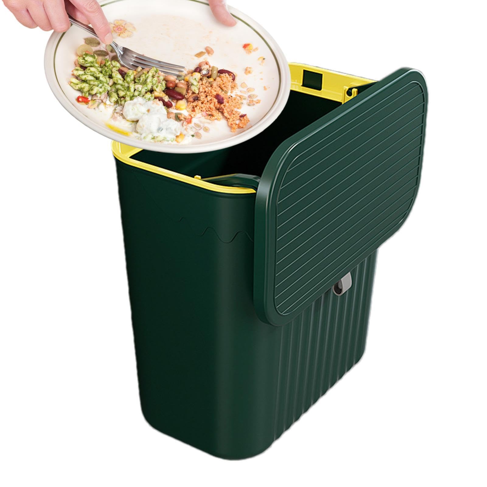 Da appendere a parete - 27 x 13 x 29 cm PP appeso | Pattumiera ermetica | per rifiuti alimentari, pattumiera senza fori per il bagno, doppio coperchio pieghevole scorrevole aperto Piano di lavoro