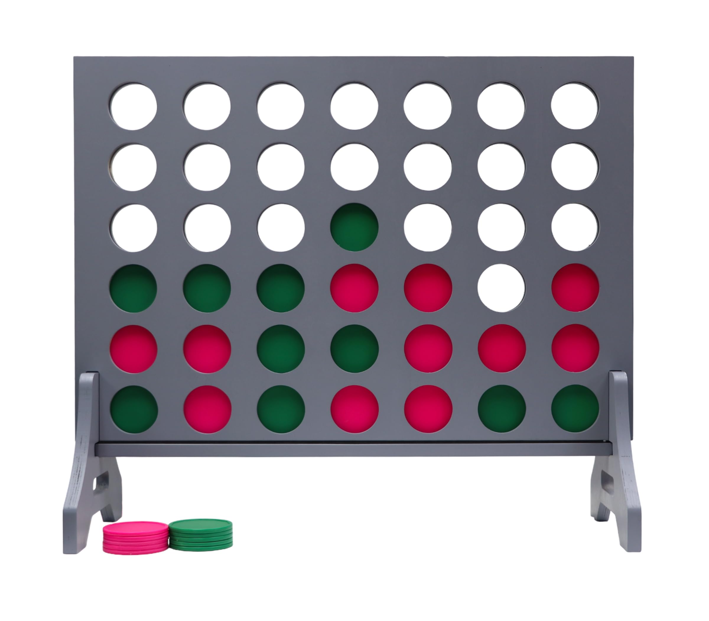 Giant 4 in a Row Game for Family &amp; Adults – Tailgating Pros Jumbo Grey Wooden Four in a Row Indoor &amp; Outdoor Yard Game for Family Party Fun, Portable Activities for Patio, Backyard, and Camping