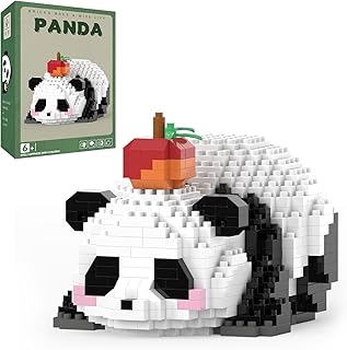 MJDDJA Mini Building Blocks- Lying Panda with Fruit, Party Favors- Micro Blocks Panda Toy for Kids 6 7 8 9 10+, Mini Blocks Building Sets for Adults, Birthday for Boys and Girls(597PCS)