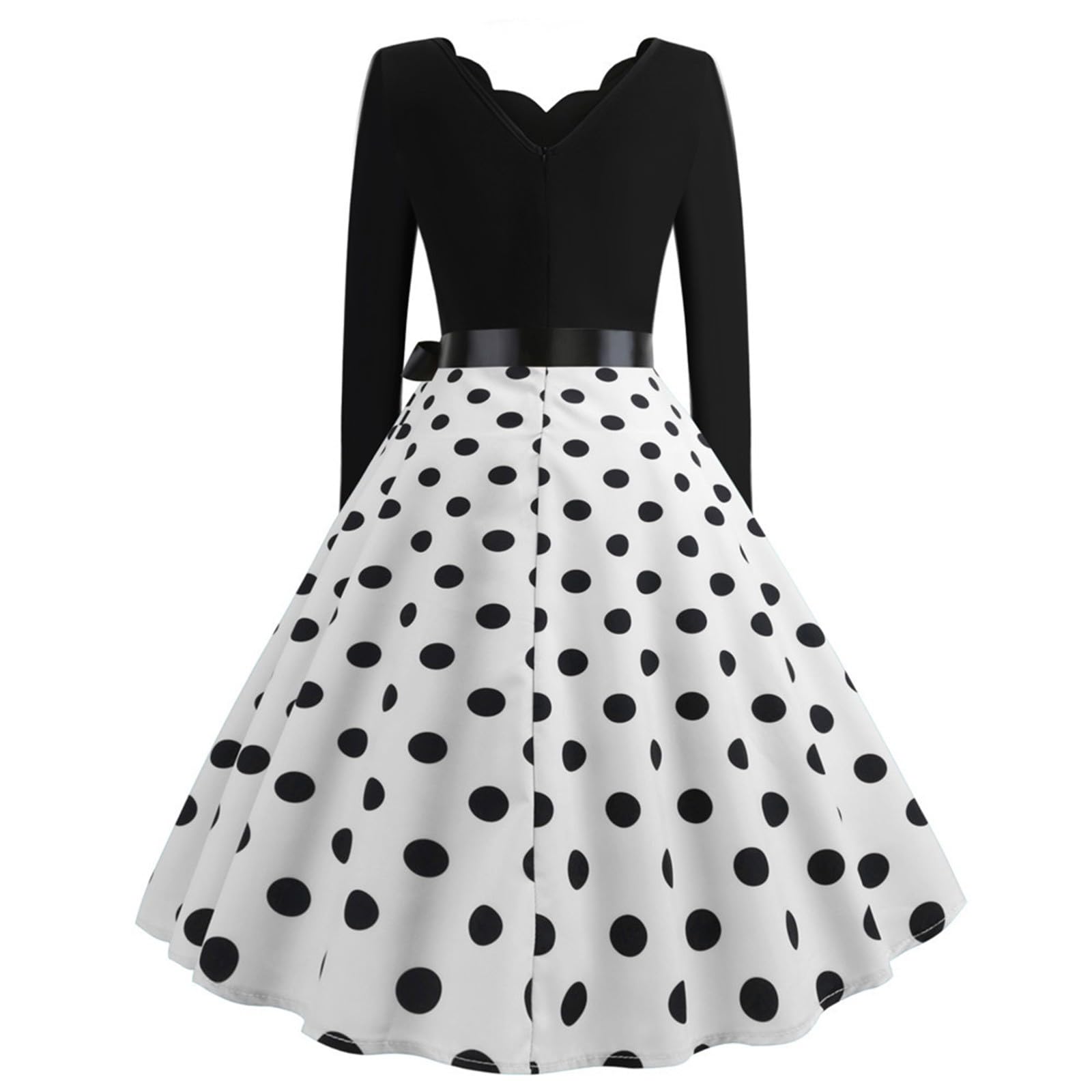 Abiti grafici da spiaggia alla moda per le donne a maniche lunghe a pois casual estivo casual abito elegante 2026 scollo a V primavera fluida lavoro vacanze appuntamento notte party signore club