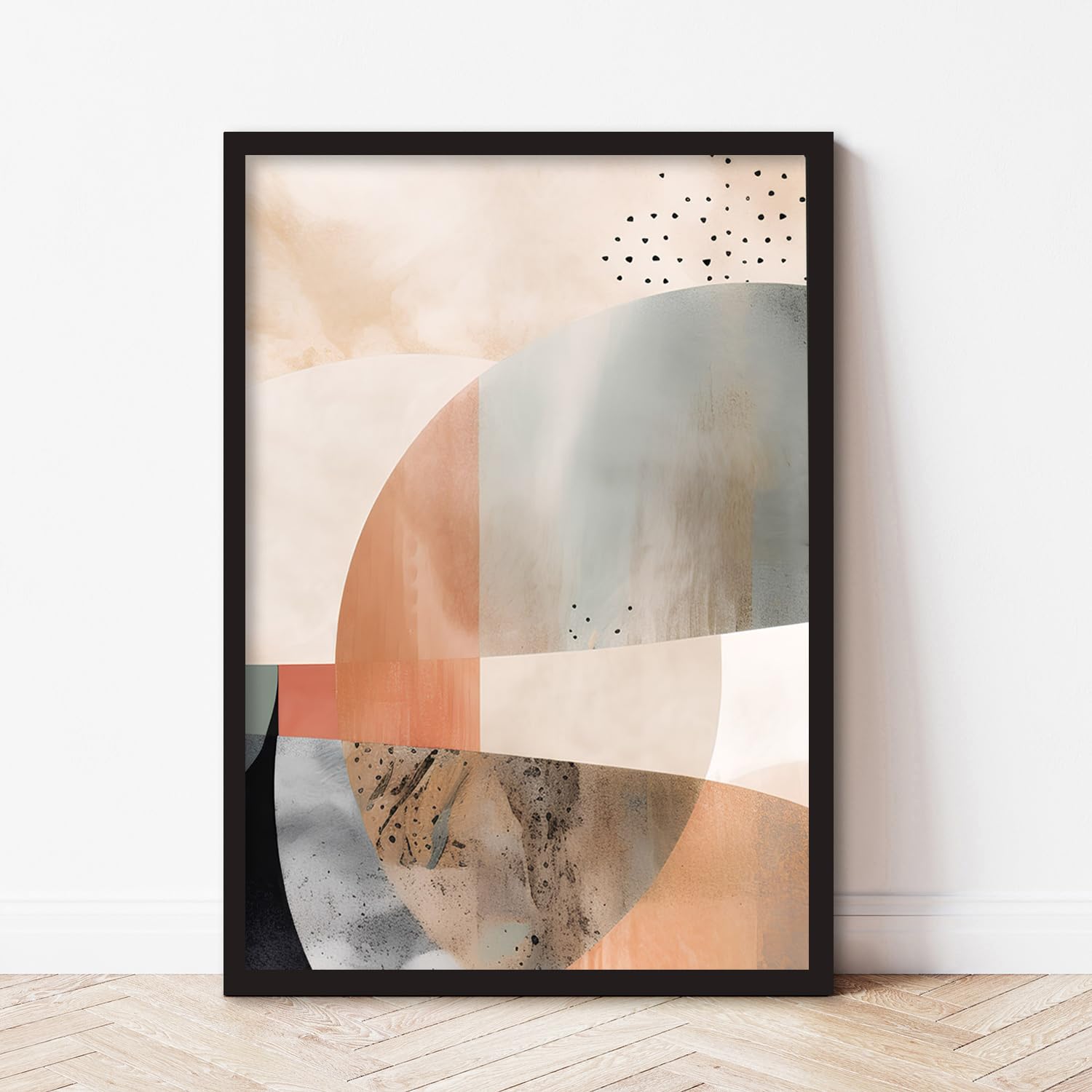 ag.art deco Paquete de 3 Láminas Decorativas 50x70cm Marco Negro | Abstracto Bohemio, Decoración Mural, Madera MDF Resistente, para Salón y Dormitorio, Diseño Moderno, Cristal Protector, Salón