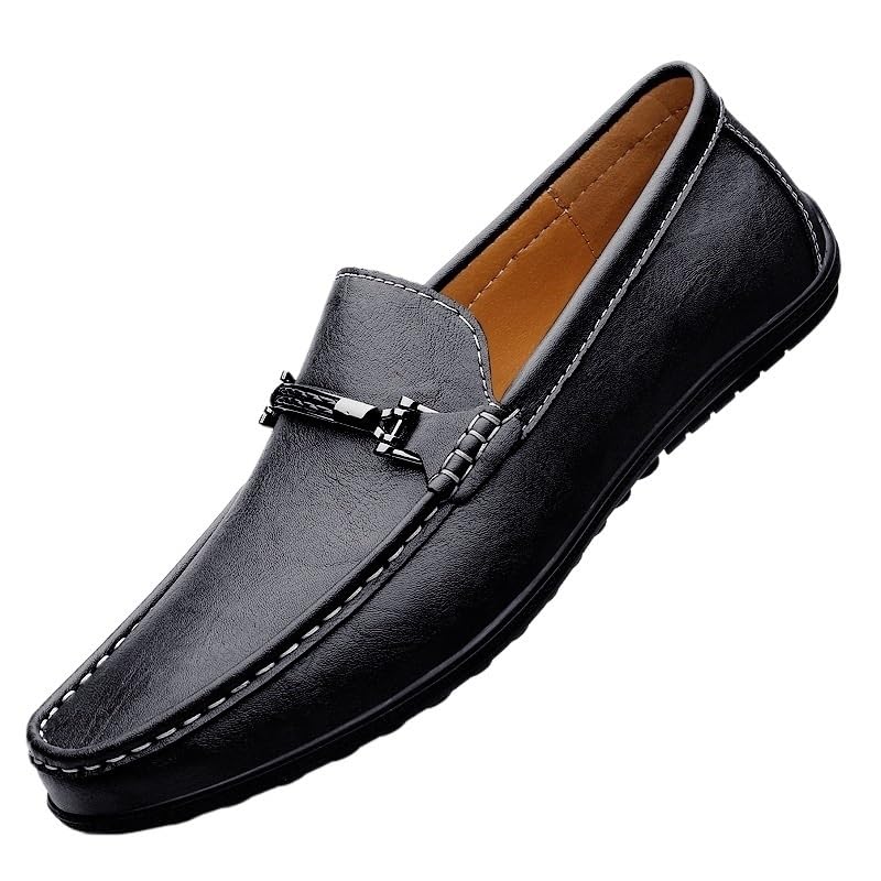 Mens Oxford Shoes Prom Non Slip Block Heel Anti-Slip Shoe Outdoor Breathable Calfskin Leather Slip-on