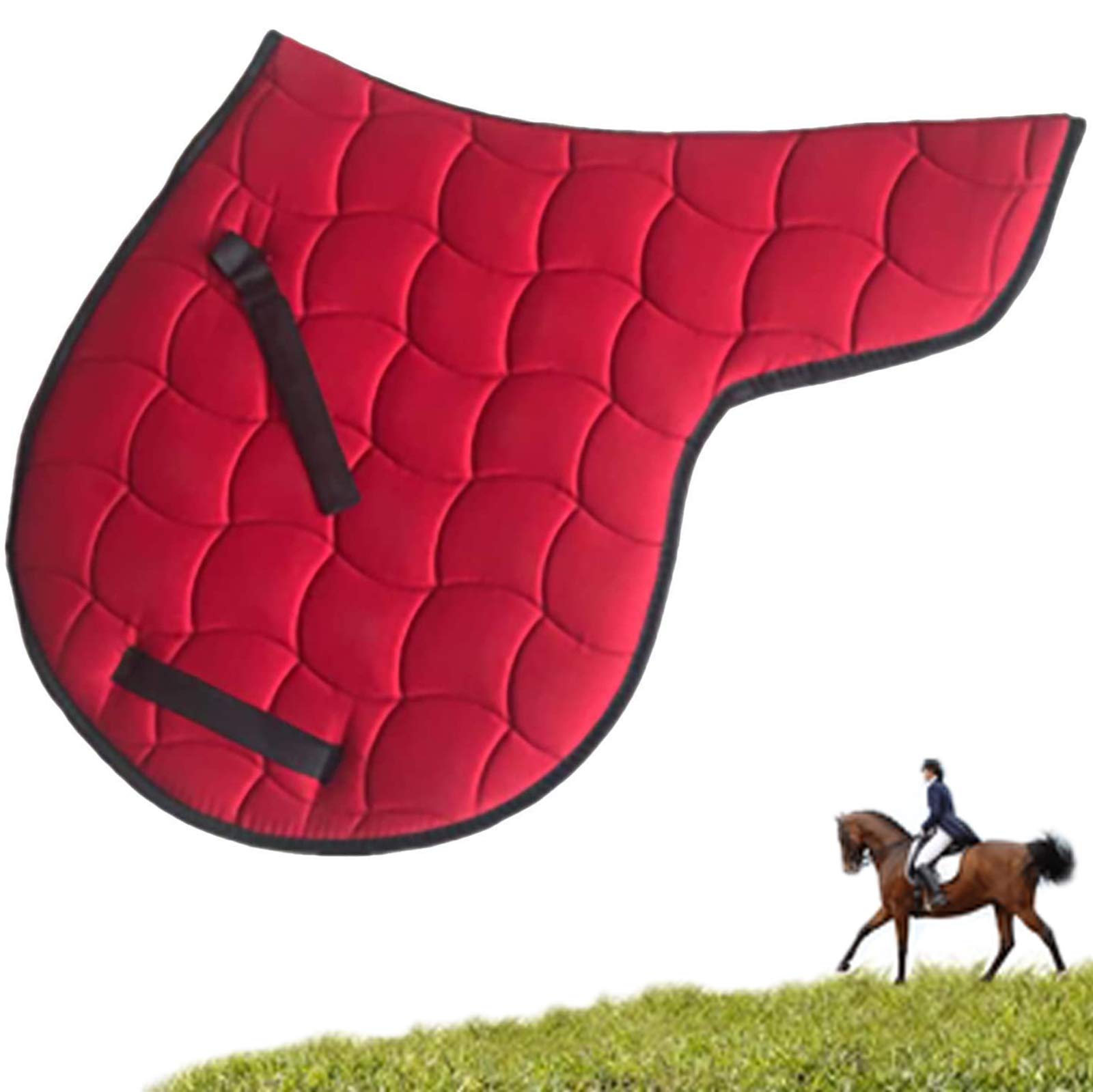 Mantilla Acolchada Almohadilla de sillín de algodón Salto Numnah Doma Cloth Triángulo británico Almohadillas de sillín Espectáculo de equitación Almohadilla de Uso General,Rojo