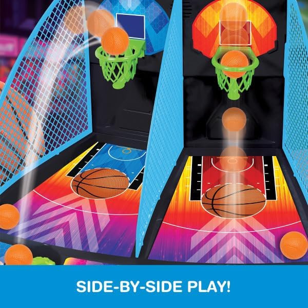 Miniatura 5 de Game Zone Arcade Basketball - Juego multijugador de mesa rápido e interactivo para mayores de 6 años - Combina habilidad y coordinación mano-ojo,