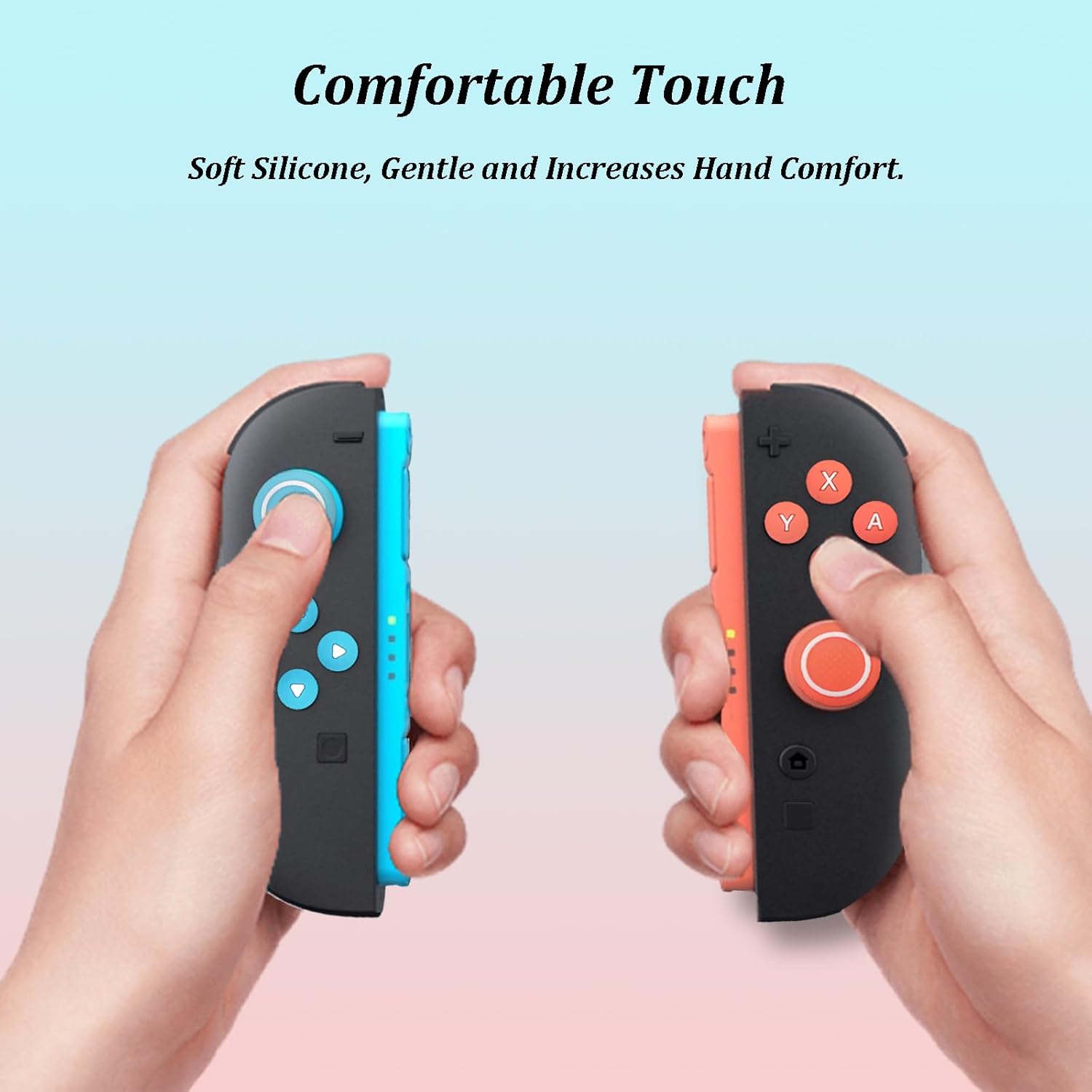 LEPEYMDA Cross D-Pad Button Caps Switch 2 Thumb Grip Caps Set, Creative Soft Joystick Covers Key Buttons Sticker Cover Caps Design for Switch 2 (Blue & Red) - Image 3