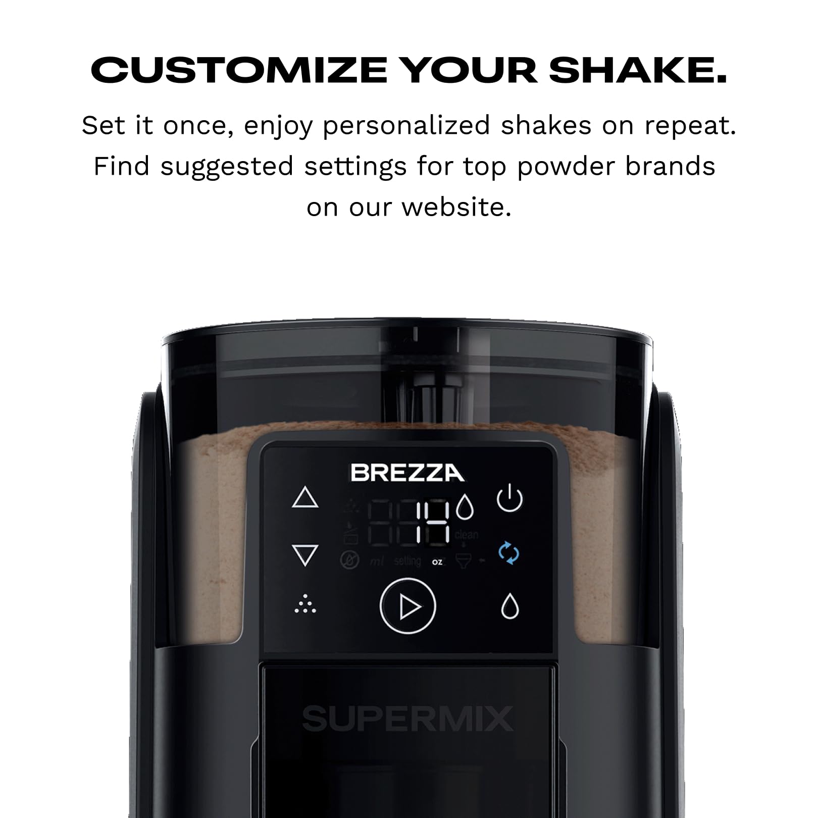 BREZZA Supermix Machine automatique à secouer de protéines – Distributeur de poudre électrique et système de tasse de mélange | Tritan sans BPA de 710 ml | Précision de 95 % | Shakes sans