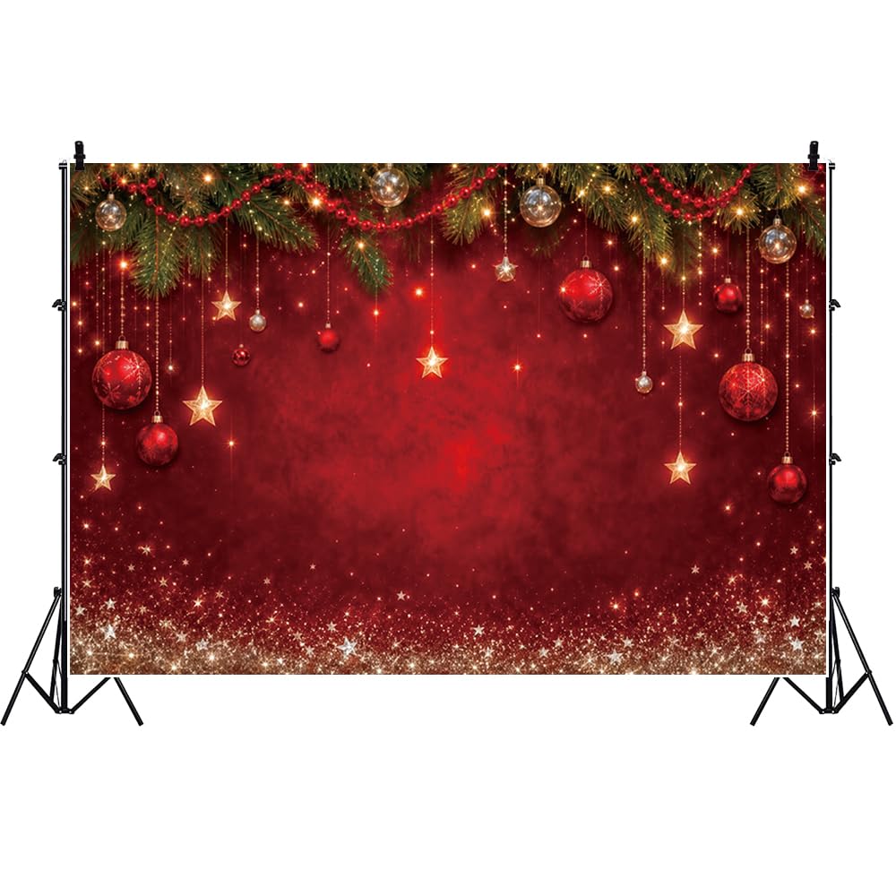 Sfondo fotografico natalizio rosso scintillante banner festivo 3.5x2.5m