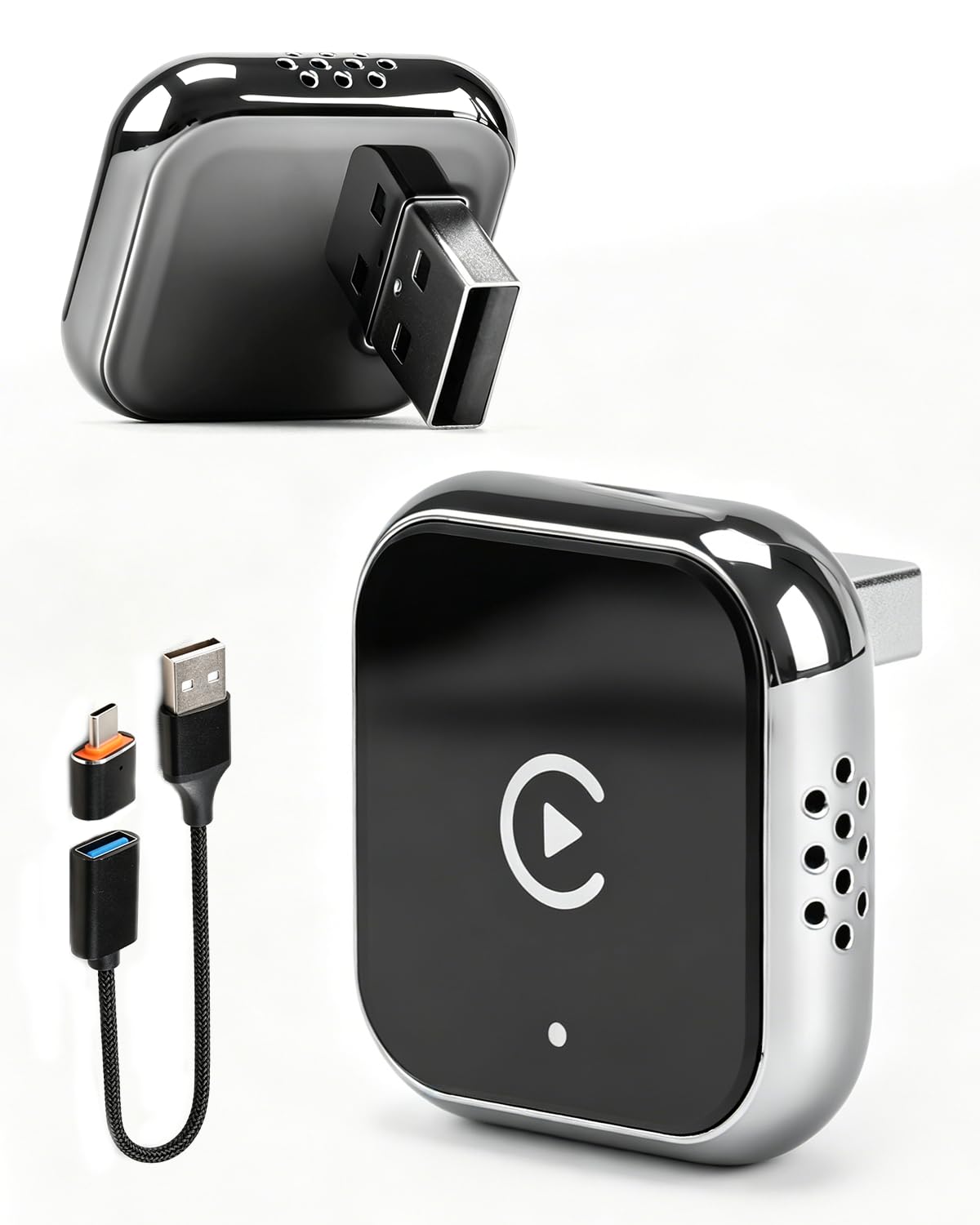 Wireless CarPlay Adapter, Upgrade 2 in 1 Mini Car Play Adapter für iPhone & Android, Plug & Play, Automatische Verbindung, Keine Verzögerun, Stabile für Autos mit Wired CarPlay
