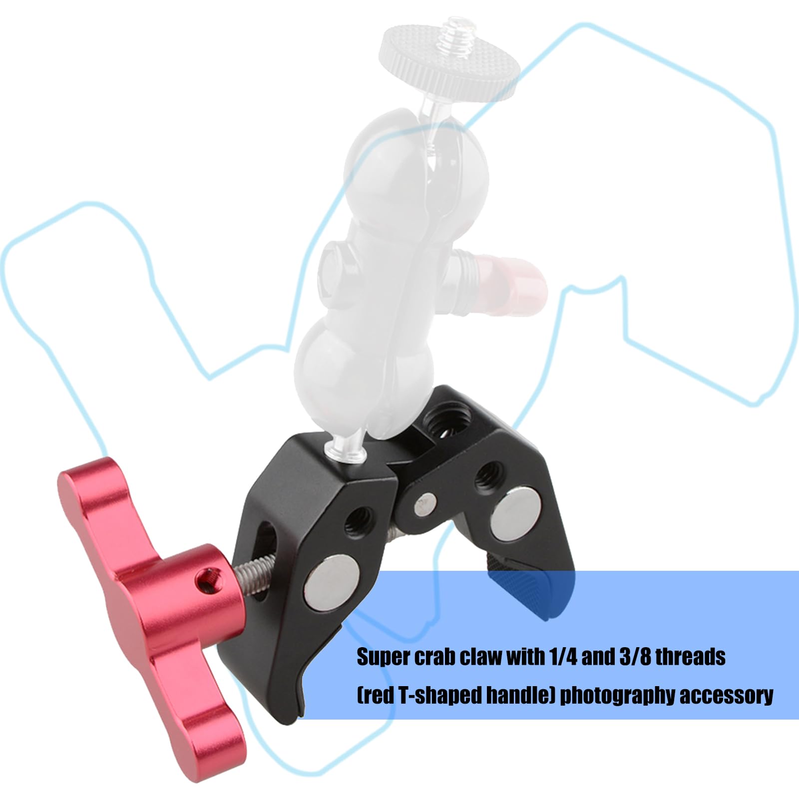 Abrazadera de aluminio con rosca de 1/10.2 cm-20 y 3/20.3 cm-16, abrazadera de clavado de aluminio para accesorios de fotografía, accesorio de equipo