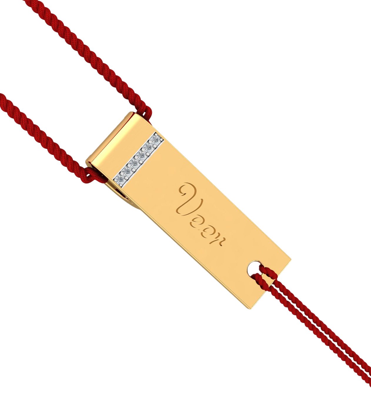18K Engravable Bar Name Rakhi cum Pendant for Brother