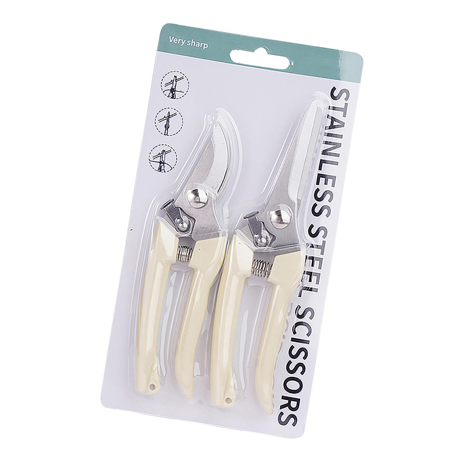 Tsophreniq Apricot Suit 2Pcs Garden Pruning Shears Bypass Pruning Straight Scissors Plant Trimmer Hand Tool Snips