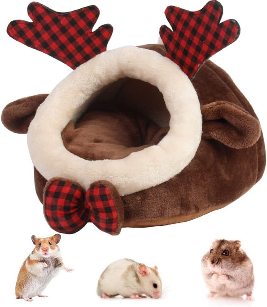Hamster Bed Houses and Hideouts Small Animal Pet Cave Bed Cage Nest Accessories for Hamster Guinea Pig Hedgehog Chinchilla (Brown Small)