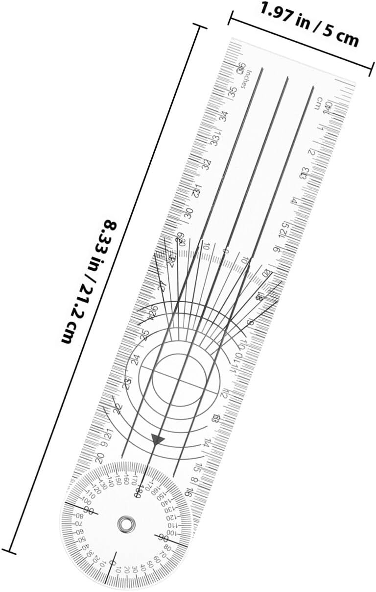 4pcs 8-inch Pvc Goniometer Angle Ruler Protractor Measuring Tool 0-180° for Woodworking Carpentry and Orthopedic Joint Angle Measurement