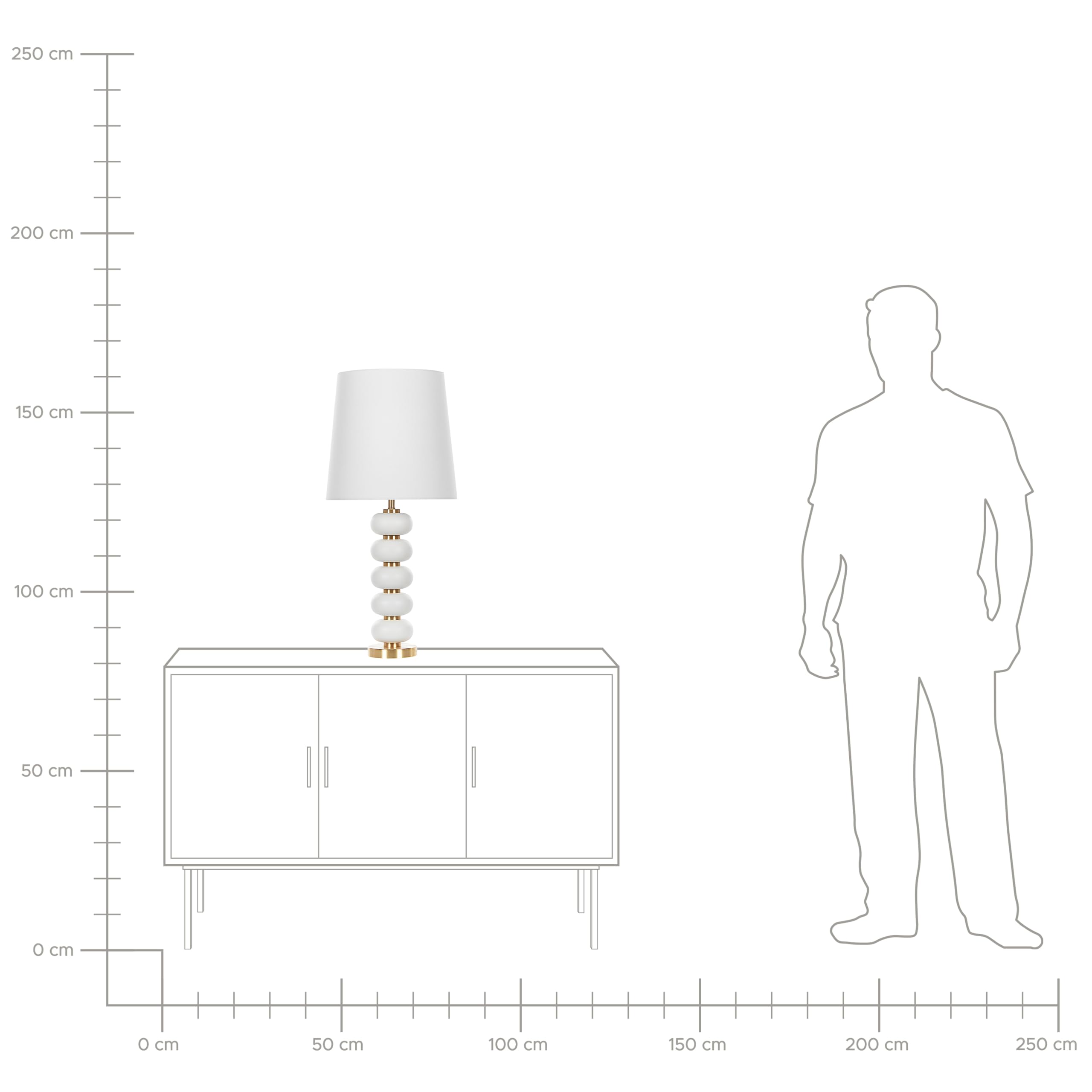 Moderne Tischleuchte Stahlsockel Stoff-Lampenschirm 80 cm weiß / gold Frio