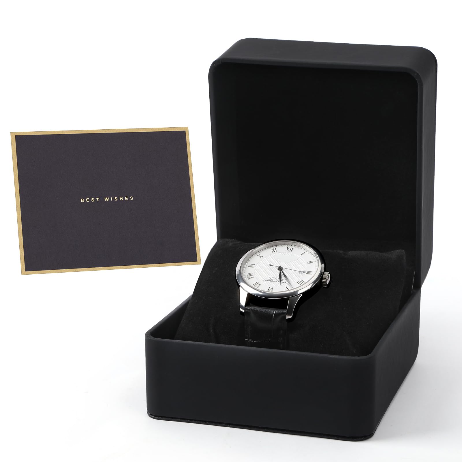 Augshy Premium PU Watch Storage Box With Pillow - Single Watch Gift Box for Valentine's Day - Unisex Jewelry Bracelet Storage (Black)