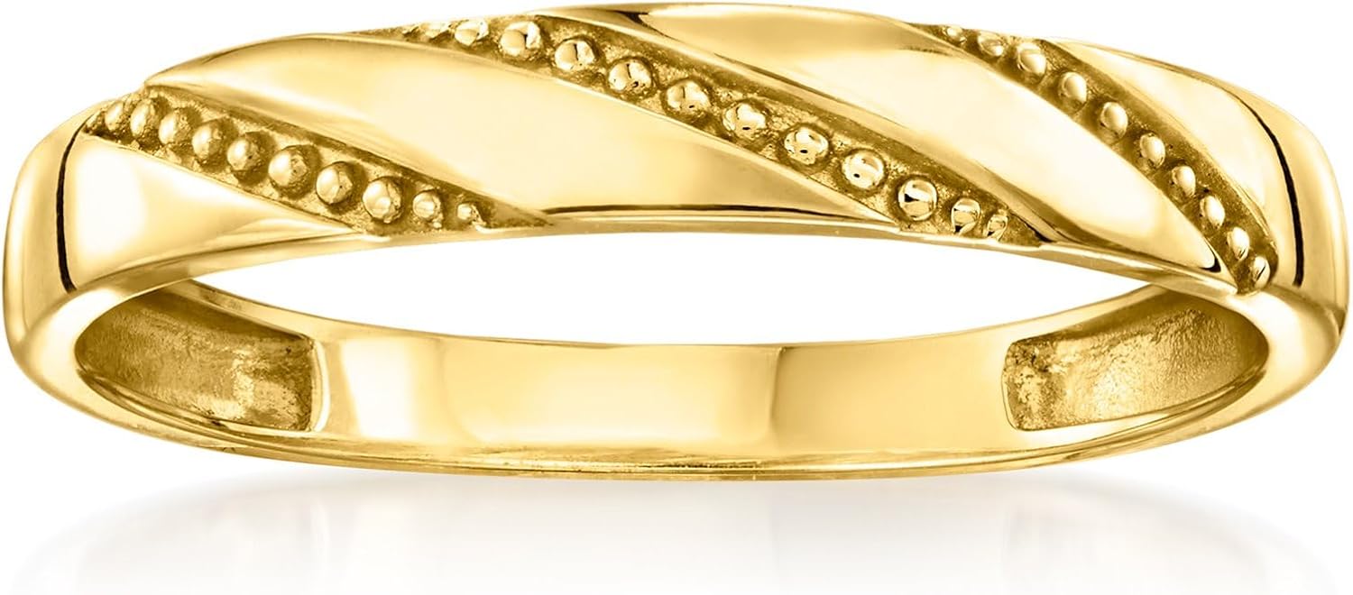 Ross-Simons Italian 10kt Yellow Gold Beaded Stripe Ring