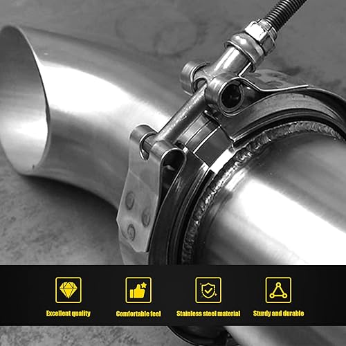Miniatura 7 de Yonput 1 abrazadera de escape de acero inoxidable de 3 pulgadas, con abrazadera de perno en V, modificación del tubo de escape de automóvil, clip de