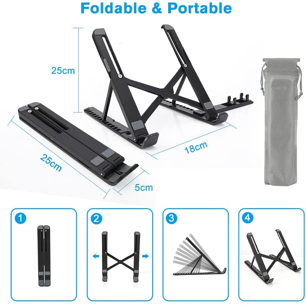 Image of SOOPII Laptop Stand + Detachable Mobile Stand, Computer Stand, Ergonomic ABS Laptop Stand /Riser for Desk, with Heat-Vent Design, Compatible with Mac Book, Air, Pro, Dell XPS, Alien Ware, All Laptops