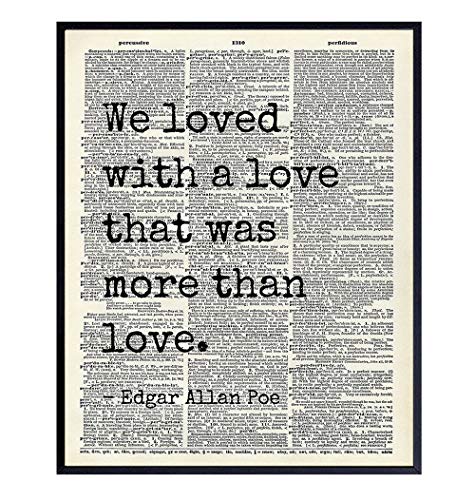 Edgar Allan Poe Quote Wall Art Decor - Gift for Wife, Girlfriend, Women, Her, Anniversary - 8x10 Dictionary Art Decoration for Living Room, Bedroom, Bathroom - UNFRAMED Annabel Lee Poem Poster Print