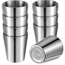 8 Pcs 10 Oz Stainless Steel Cups, Metal Double Wall Vacuum Tumbler Silver Stackable Unbreakable Drinking Glasses for Party, Camping, Home, BBQ