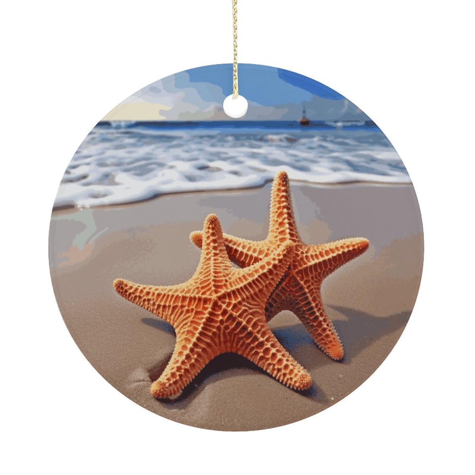 Adfgyerh Women's Style Starfish On The Beach Hanging Ceramic Ornaments, Christmas Tree Decorations, Funny Home Decor Gifts For Sisters & Work Best Friends